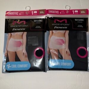 NWT Maidenform Flexees Smooths Cool Comfort Boyshort Black Size 3XL - Qty 2